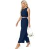 imageGRECERELLE Two Piece Sets for Women Sleeveless Crop Top Wide Leg Pants Sweat Set for Women Tracksuits 2026 SummerDark Blue
