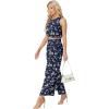 imageGRECERELLE Two Piece Sets for Women Sleeveless Crop Top Wide Leg Pants Sweat Set for Women Tracksuits 2026 SummerFpblue Small Flower