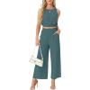 imageGRECERELLE Two Piece Sets for Women Sleeveless Crop Top Wide Leg Pants Sweat Set for Women Tracksuits 2026 SummerGray Blue
