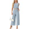 imageGRECERELLE Two Piece Sets for Women Sleeveless Crop Top Wide Leg Pants Sweat Set for Women Tracksuits 2026 SummerHaze Blue