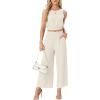 imageGRECERELLE Two Piece Sets for Women Sleeveless Crop Top Wide Leg Pants Sweat Set for Women Tracksuits 2026 SummerIvory White