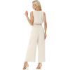 imageGRECERELLE Two Piece Sets for Women Sleeveless Crop Top Wide Leg Pants Sweat Set for Women Tracksuits 2026 SummerIvory White