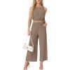 imageGRECERELLE Two Piece Sets for Women Sleeveless Crop Top Wide Leg Pants Sweat Set for Women Tracksuits 2026 SummerKhaki