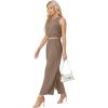 imageGRECERELLE Two Piece Sets for Women Sleeveless Crop Top Wide Leg Pants Sweat Set for Women Tracksuits 2026 SummerKhaki