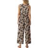 imageGRECERELLE Two Piece Sets for Women Sleeveless Crop Top Wide Leg Pants Sweat Set for Women Tracksuits 2026 SummerKhaki Black Flower