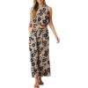 imageGRECERELLE Two Piece Sets for Women Sleeveless Crop Top Wide Leg Pants Sweat Set for Women Tracksuits 2026 SummerKhaki Black Flower