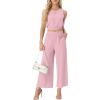 imageGRECERELLE Two Piece Sets for Women Sleeveless Crop Top Wide Leg Pants Sweat Set for Women Tracksuits 2026 SummerPink