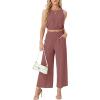 imageGRECERELLE Two Piece Sets for Women Sleeveless Crop Top Wide Leg Pants Sweat Set for Women Tracksuits 2026 SummerRust Red