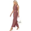 imageGRECERELLE Two Piece Sets for Women Sleeveless Crop Top Wide Leg Pants Sweat Set for Women Tracksuits 2026 SummerRust Red