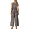 imageGRECERELLE Two Piece Sets for Women Sleeveless Crop Top Wide Leg Pants Sweat Set for Women Tracksuits 2026 SummerWh Brown Pinstripe