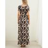 imageGRECERELLE Women Summer Casual Maxi Long Dress Short Sleeve Crew Neck with Pockets Size S3XLApricot Geometry