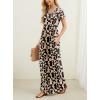 imageGRECERELLE Women Summer Casual Maxi Long Dress Short Sleeve Crew Neck with Pockets Size S3XLApricot Geometry