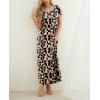 imageGRECERELLE Women Summer Casual Maxi Long Dress Short Sleeve Crew Neck with Pockets Size S3XLApricot Geometry