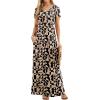 imageGRECERELLE Women Summer Casual Maxi Long Dress Short Sleeve Crew Neck with Pockets Size S3XLApricot Geometry