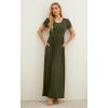 imageGRECERELLE Women Summer Casual Maxi Long Dress Short Sleeve Crew Neck with Pockets Size S3XLArmy Green