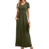 imageGRECERELLE Women Summer Casual Maxi Long Dress Short Sleeve Crew Neck with Pockets Size S3XLArmy Green