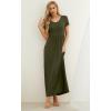 imageGRECERELLE Women Summer Casual Maxi Long Dress Short Sleeve Crew Neck with Pockets Size S3XLArmy Green