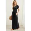imageGRECERELLE Women Summer Casual Maxi Long Dress Short Sleeve Crew Neck with Pockets Size S3XLBlack