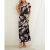 imageGRECERELLE Women Summer Casual Maxi Long Dress Short Sleeve Crew Neck with Pockets Size S3XLBlack Palm Leaf