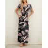 imageGRECERELLE Women Summer Casual Maxi Long Dress Short Sleeve Crew Neck with Pockets Size S3XLBlack Palm Leaf