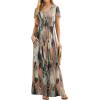imageGRECERELLE Women Summer Casual Maxi Long Dress Short Sleeve Crew Neck with Pockets Size S3XLCamou Green Pink
