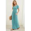 imageGRECERELLE Women Summer Casual Maxi Long Dress Short Sleeve Crew Neck with Pockets Size S3XLCyan
