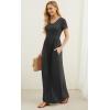 imageGRECERELLE Women Summer Casual Maxi Long Dress Short Sleeve Crew Neck with Pockets Size S3XLDark Gray