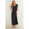 imageGRECERELLE Women Summer Casual Maxi Long Dress Short Sleeve Crew Neck with Pockets Size S3XLDark Gray