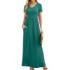 imageGRECERELLE Women Summer Casual Maxi Long Dress Short Sleeve Crew Neck with Pockets Size S3XLEmerald Blue