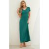 imageGRECERELLE Women Summer Casual Maxi Long Dress Short Sleeve Crew Neck with Pockets Size S3XLEmerald Blue