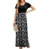 imageGRECERELLE Women Summer Casual Maxi Long Dress Short Sleeve Crew Neck with Pockets Size S3XLFlowerblack White