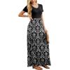 imageGRECERELLE Women Summer Casual Maxi Long Dress Short Sleeve Crew Neck with Pockets Size S3XLFlowerblack White