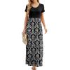imageGRECERELLE Women Summer Casual Maxi Long Dress Short Sleeve Crew Neck with Pockets Size S3XLFlowerblack White