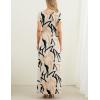 imageGRECERELLE Women Summer Casual Maxi Long Dress Short Sleeve Crew Neck with Pockets Size S3XLGeometric Ribbon