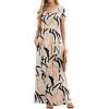imageGRECERELLE Women Summer Casual Maxi Long Dress Short Sleeve Crew Neck with Pockets Size S3XLGeometric Ribbon