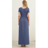 imageGRECERELLE Women Summer Casual Maxi Long Dress Short Sleeve Crew Neck with Pockets Size S3XLGray Blue