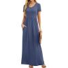 imageGRECERELLE Women Summer Casual Maxi Long Dress Short Sleeve Crew Neck with Pockets Size S3XLGray Blue