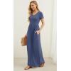 imageGRECERELLE Women Summer Casual Maxi Long Dress Short Sleeve Crew Neck with Pockets Size S3XLGray Blue