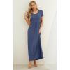 imageGRECERELLE Women Summer Casual Maxi Long Dress Short Sleeve Crew Neck with Pockets Size S3XLGray Blue