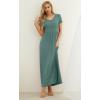 imageGRECERELLE Women Summer Casual Maxi Long Dress Short Sleeve Crew Neck with Pockets Size S3XLHaze Blue