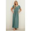 imageGRECERELLE Women Summer Casual Maxi Long Dress Short Sleeve Crew Neck with Pockets Size S3XLHaze Blue