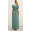 imageGRECERELLE Women Summer Casual Maxi Long Dress Short Sleeve Crew Neck with Pockets Size S3XLHaze Blue