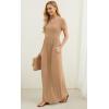 imageGRECERELLE Women Summer Casual Maxi Long Dress Short Sleeve Crew Neck with Pockets Size S3XLKhaki