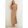 imageGRECERELLE Women Summer Casual Maxi Long Dress Short Sleeve Crew Neck with Pockets Size S3XLKhaki