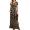imageGRECERELLE Women Summer Casual Maxi Long Dress Short Sleeve Crew Neck with Pockets Size S3XLLd Dark Khaki