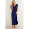 imageGRECERELLE Women Summer Casual Maxi Long Dress Short Sleeve Crew Neck with Pockets Size S3XLNavy Blue