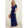 imageGRECERELLE Women Summer Casual Maxi Long Dress Short Sleeve Crew Neck with Pockets Size S3XLNavy Blue