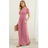 imageGRECERELLE Women Summer Casual Maxi Long Dress Short Sleeve Crew Neck with Pockets Size S3XLPink