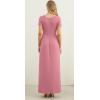 imageGRECERELLE Women Summer Casual Maxi Long Dress Short Sleeve Crew Neck with Pockets Size S3XLPink