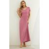 imageGRECERELLE Women Summer Casual Maxi Long Dress Short Sleeve Crew Neck with Pockets Size S3XLPink